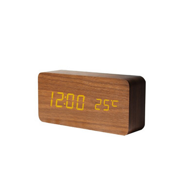 Ébresztőóra LED fa karóra Hangvezérlés digitális Wood Despertador USB/AAA tápellátású elektronikus asztali óra