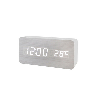 Ébresztőóra LED fa karóra Hangvezérlés digitális Wood Despertador USB/AAA tápellátású elektronikus asztali óra