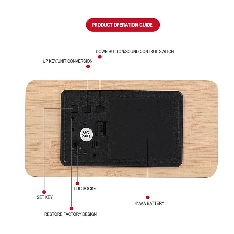Ébresztőóra LED fa karóra Hangvezérlés digitális Wood Despertador USB/AAA tápellátású elektronikus asztali óra