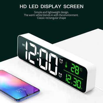 Ψηφιακό ξυπνητήρι LED μεγάλης οθόνης Φωτεινός χρονοδιακόπτης επιτραπέζιου χρονοδιακόπτη Εμφάνιση θερμοκρασίας Ξυπνητήρι με επιτραπέζιο ψηφιακό ρολόι LED μουσικής