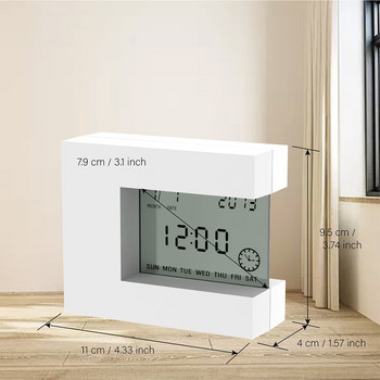 Ηλεκτρονικό ρολόι Διακόσμηση γραφείου σπιτιού με ψηφιακό ημερολόγιο LCD Συναγερμός ημερομηνίας Αντίστροφη μέτρηση χρονοδιακόπτη Θερμοκρασία Λειτουργία με μπαταρία Τετράγωνο