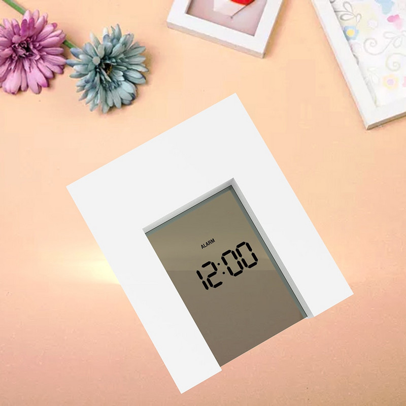 Ceas electronic Decorare birou de acasă cu LCD digital Calendar Data Alarma Cronometrul de numărătoare inversă Temperatura Funcționează cu baterie Pătrat