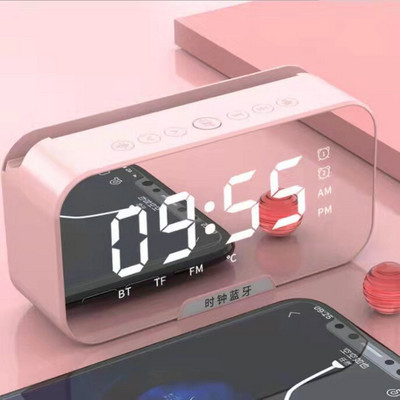 Vezeték nélküli Bluetooth hangszóró Ébresztőóra Home Room Decora Ébresztőóra LED kijelzővel Okos Bluetooth hangszóró FM rádió óra