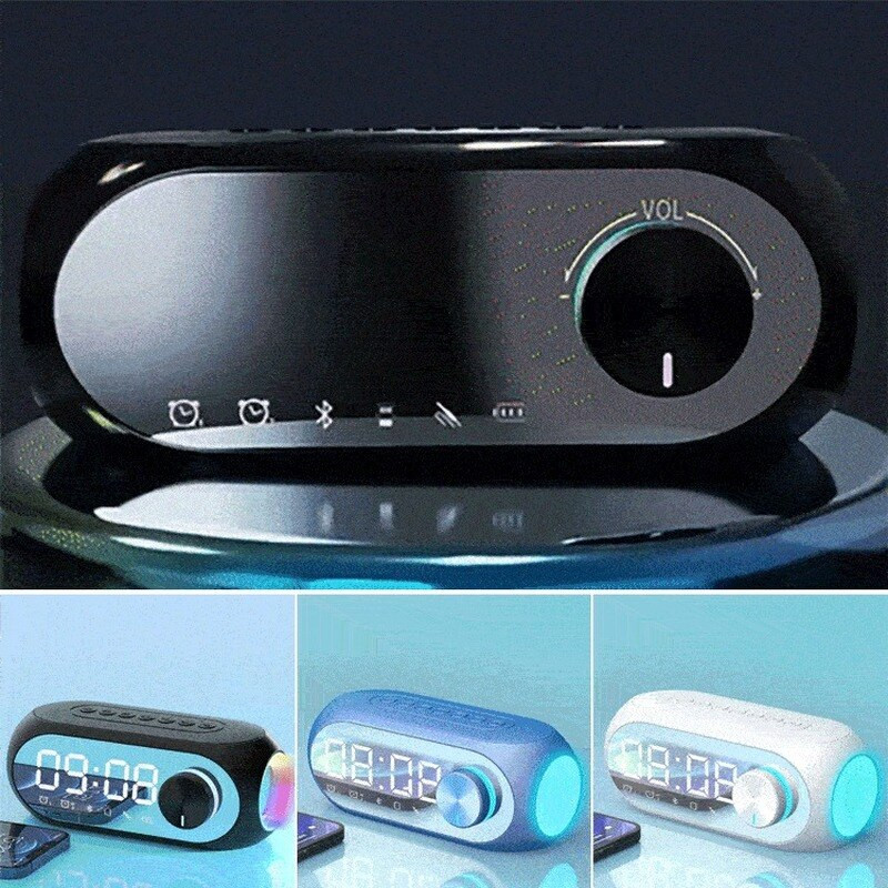 Vezeték nélküli Bluetooth hangszóró Ébresztőóra Home Room Decora Ébresztőóra LED kijelzővel Okos Bluetooth hangszóró FM rádió óra