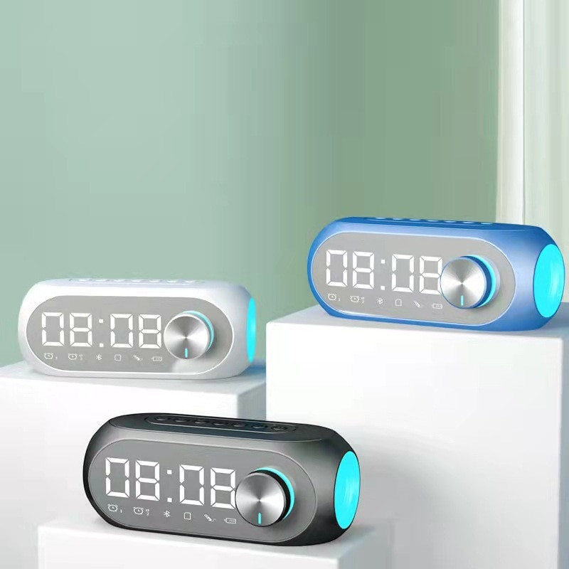 Vezeték nélküli Bluetooth hangszóró Ébresztőóra Home Room Decora Ébresztőóra LED kijelzővel Okos Bluetooth hangszóró FM rádió óra