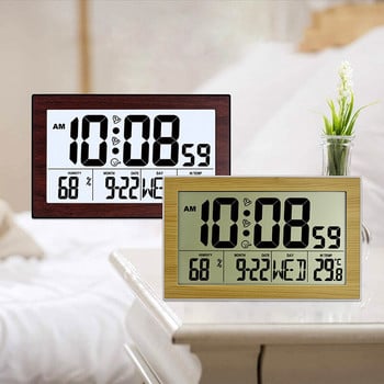 Πολυλειτουργικό ρολόι τοίχου Μεγάλη οθόνη LCD Ψηφιακό Ξυπνητήρι με Θερμόμετρο Υγρόμετρο Ρολόγια τοίχου Διακόσμηση γραφείου σπιτιού