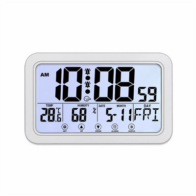 Többfunkciós falióra nagy LCD kijelzős Digitális ébresztőóra hőmérővel Higrométerrel Faliórák Otthoni irodai dekoráció