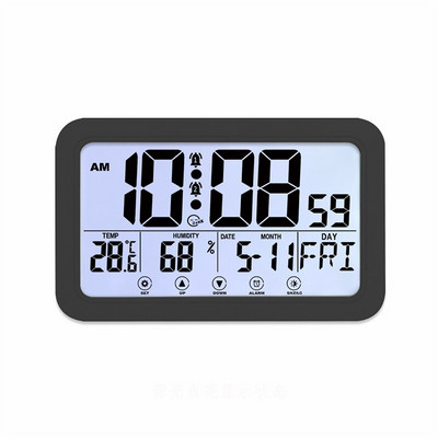 Többfunkciós falióra nagy LCD kijelzős Digitális ébresztőóra hőmérővel Higrométerrel Faliórák Otthoni irodai dekoráció