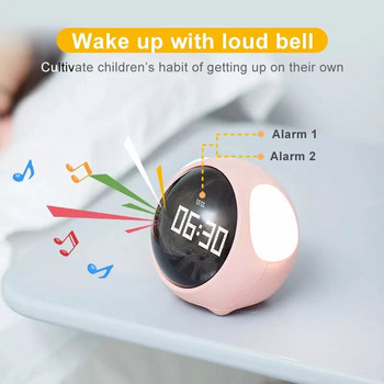 Χαριτωμένο νυχτερινό φως LED Ξυπνητήρι Έξυπνο παιδικό ψηφιακό ρυθμιζόμενο μέγεθος ήχου κλήσης και φωτεινότητα Λειτουργία αναβολής φωνητικού ελέγχου