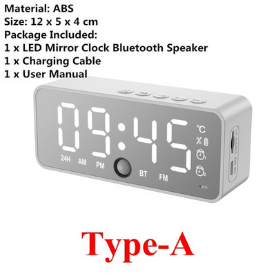 Led Mirror Digitális Ébresztőóra Vezeték nélküli Bluetooth Hangszóró Mp3 Fm Rádió Többfunkciós Szundi Kijelző Időtábla Dekoráció Asztali