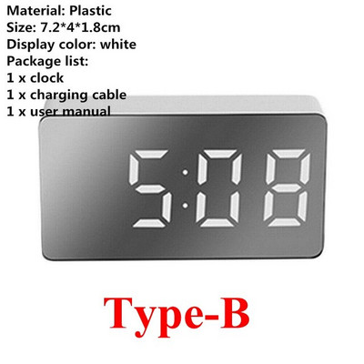 Led Mirror Digitális Ébresztőóra Vezeték nélküli Bluetooth Hangszóró Mp3 Fm Rádió Többfunkciós Szundi Kijelző Időtábla Dekoráció Asztali