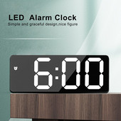 Tükör LED ébresztőóra LED digitális óra Hangvezérlés Szundi idő Hőmérséklet kijelzés Éjszakai mód Reloj Despertador Digital