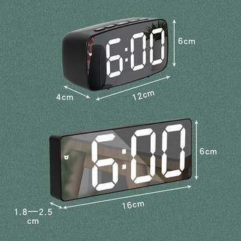Καθρέφτης LED Ξυπνητήρι LED Ψηφιακό ρολόι Φωνητικός έλεγχος Αναβολή ώρας Εμφάνιση θερμοκρασίας Νυχτερινή λειτουργία Reloj Despertador Digital