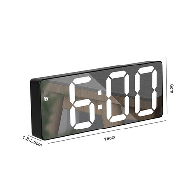 Tükör LED ébresztőóra LED digitális óra Hangvezérlés Szundi idő Hőmérséklet kijelzés Éjszakai mód Reloj Despertador Digital