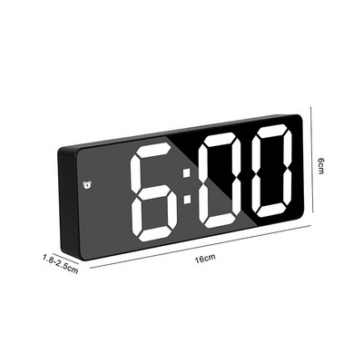 Tükör LED ébresztőóra LED digitális óra Hangvezérlés Szundi idő Hőmérséklet kijelzés Éjszakai mód Reloj Despertador Digital