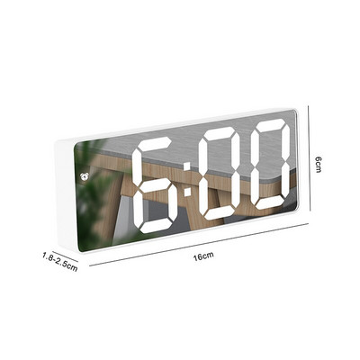 Tükör LED ébresztőóra LED digitális óra Hangvezérlés Szundi idő Hőmérséklet kijelzés Éjszakai mód Reloj Despertador Digital