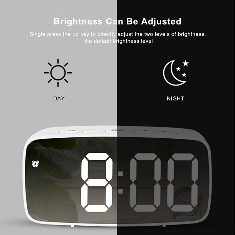Tükör LED ébresztőóra LED digitális óra Hangvezérlés Szundi idő Hőmérséklet kijelzés Éjszakai mód Reloj Despertador Digital