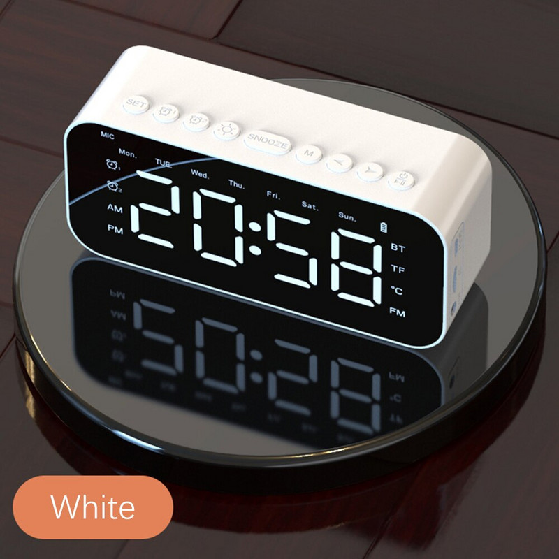 Új Bluetooth-kompatibilis 5.0 digitális ébresztőóra LED intelligens vezeték nélküli gombos zenelejátszó hangszóró elektronikus óra otthoni dekorációhoz