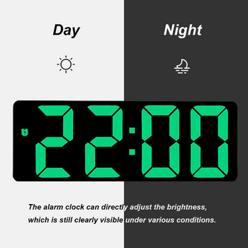 Ψηφιακό Ξυπνητήρι Ηλεκτρονικό Ρολόι LED Καθρέφτης Μεγάλος Αριθμός Οθόνη Ρολόγια Ψηφιακά Επιτραπέζια Ρολόγια με Λειτουργία Φωνητικού Ελέγχου