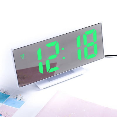 Elektronikus ébresztőóra Zajmentes kialakítás Digitális LED nagy kijelzős tükör Kikapcsolás memória funkció AAA Nem elemes világító óra