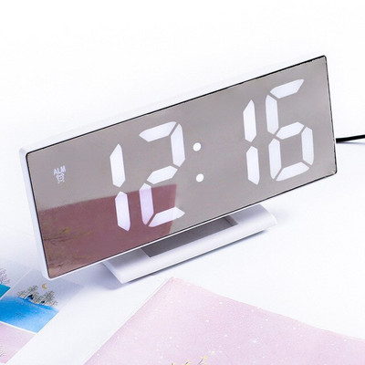 Elektronikus ébresztőóra Zajmentes kialakítás Digitális LED nagy kijelzős tükör Kikapcsolás memória funkció AAA Nem elemes világító óra
