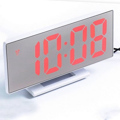 Elektronikus ébresztőóra Zajmentes kialakítás Digitális LED nagy kijelzős tükör Kikapcsolás memória funkció AAA Nem elemes világító óra