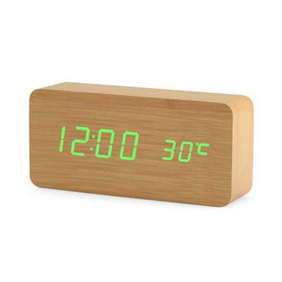 Fából készült digitális LED ébresztőóra hangvezérlés USB/AAA tápellátású elektronikus asztali óra többfunkciós hőmérsékletű asztali óra dekoráció