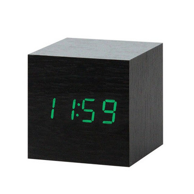 Fából készült digitális LED ébresztőóra hangvezérlés USB/AAA tápellátású elektronikus asztali óra többfunkciós hőmérsékletű asztali óra dekoráció