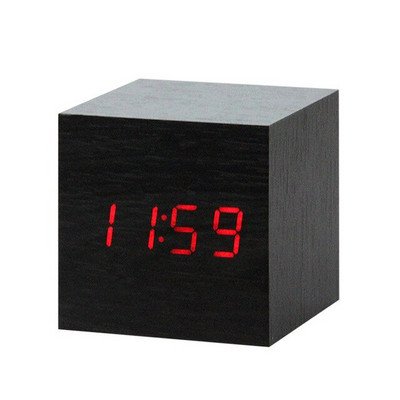 Fából készült digitális LED ébresztőóra hangvezérlés USB/AAA tápellátású elektronikus asztali óra többfunkciós hőmérsékletű asztali óra dekoráció