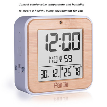 Ψηφιακό ξυπνητήρι DCF Θερμόμετρο Υγρόμετρο Επιτραπέζια ρολόγια 2 Λειτουργία ημερήσιων συναγερμών Αυτόματος οπίσθιος φωτισμός