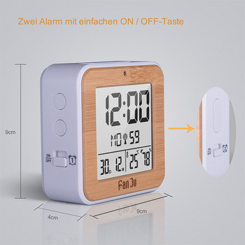 Ψηφιακό ξυπνητήρι DCF Θερμόμετρο Υγρόμετρο Επιτραπέζια ρολόγια 2 Λειτουργία ημερήσιων συναγερμών Αυτόματος οπίσθιος φωτισμός