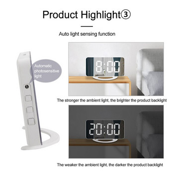 Креативен будилник със силна вибрация Цифров светодиоден огледален часовник с шейкър за легло Регулируема яркост за хора с тежък сън Възрастни глухи