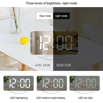 Δημιουργικό Ξυπνητήρι με δυνατούς κραδασμούς Ψηφιακό ρολόι καθρέφτη Led με ρυθμιζόμενη φωτεινότητα με αναδευτήρα κρεβατιού για βαρείς ύπνους Κωφούς ενήλικες