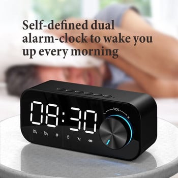 1 τμχ Ξυπνητήρι Bluetooth LED Καθρέφτης Ψηφιακό Ξυπνητήρι Ασύρματο ηχείο Bluetooth Ραδιόφωνο MP3 FM Ξυπνητήρι Ψηφιακό ρολόι Διακόσμηση σπιτιού