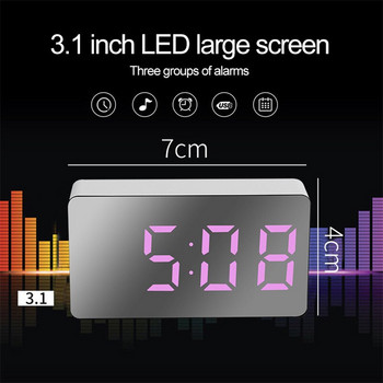 Καθρέφτης LED Ψηφιακό Ξυπνητήρι MINI Αναβολή Επιτραπέζιο Ρολόι Αφύπνισης Σίγαση Ημερολόγιο με δυνατότητα ρύθμισης ρύθμισης Ηλεκτρονικά επιτραπέζια ρολόγια Πρέπει να λειτουργούν USB