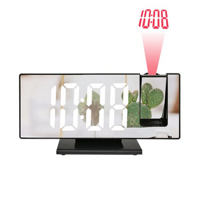 Ceas cu alarmă digitală cu LED Ceas cu oglindă mare Ceas de masă Ceasuri electronice de birou Proiector de timp Ceasuri cu amânare Ceas de noptieră pentru casă
