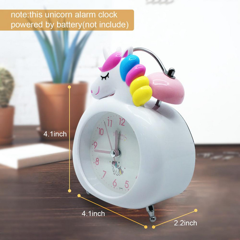 Ceas cu alarmă cu unicorn din desene animate pentru copii, dormitor, lumină de noapte, ceas de birou, ceas digital pentru copii, decorațiuni pentru acasă, cadou de aniversare de Crăciun