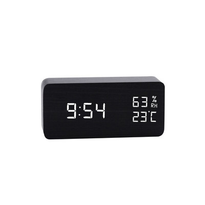 Žadintuvas LED skaitmeninis medinis stalinis laikrodis USB/AAA maitinamas temperatūros ir drėgmės valdymo balsu stalinis laikrodis snaudimas elektroninis