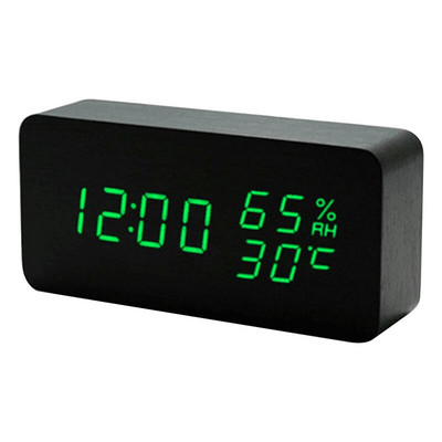 Žadintuvas LED skaitmeninis medinis stalinis laikrodis USB/AAA maitinamas temperatūros ir drėgmės valdymo balsu stalinis laikrodis snaudimas elektroninis