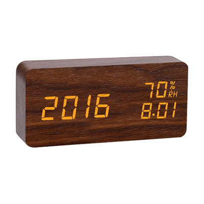 Žadintuvas LED skaitmeninis medinis stalinis laikrodis USB/AAA maitinamas temperatūros ir drėgmės valdymo balsu stalinis laikrodis snaudimas elektroninis