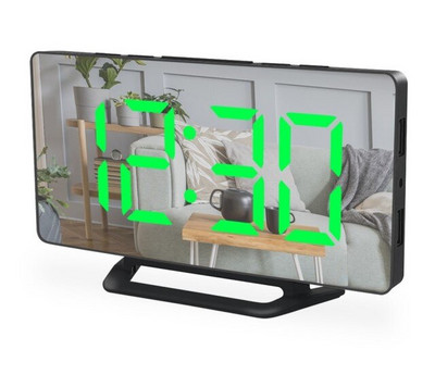 Ceas cu alarmă digital cu LED de înaltă calitate, ceas cu oglindă, ceasuri electronice de birou, USB, timp de trezire, funcție de amânare 3 alarmă