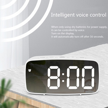 Καθρέφτης Ψηφιακό Ξυπνητήρι Ακρυλικό φωνητικό έλεγχο θερμοκρασίας Ημερολόγιο Λειτουργία αναβολής νυχτερινή λειτουργία 12/24 ώρες LED Επιτραπέζια ρολόγια