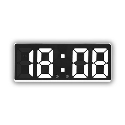 Tükör digitális ébresztőóra akril hangvezérlés hőmérséklet naptár szundi funkció éjszakai mód 12/24 órás LED asztali asztali órák
