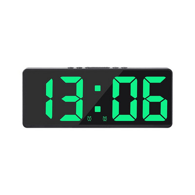 Tükör digitális ébresztőóra akril hangvezérlés hőmérséklet naptár szundi funkció éjszakai mód 12/24 órás LED asztali asztali órák