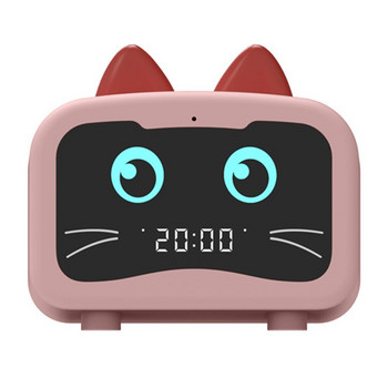 Παιδικά κινούμενα σχέδια Ξυπνητήρι σε σχήμα γάτας Ηχείο Bluetooth Επιτραπέζιο ρολόι LED Επαναφορτιζόμενο μίνι ξυπνητήρι Μπάσα συσκευή αναπαραγωγής μουσικής