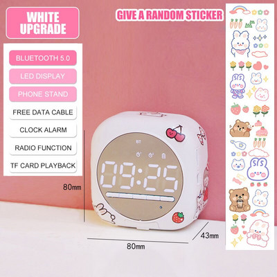 Kawaii óra Bluetooth hangszóró vezeték nélküli sztereó diák mini szundi óra ébresztő asztali dísz lány szív hordozható mélynyomó
