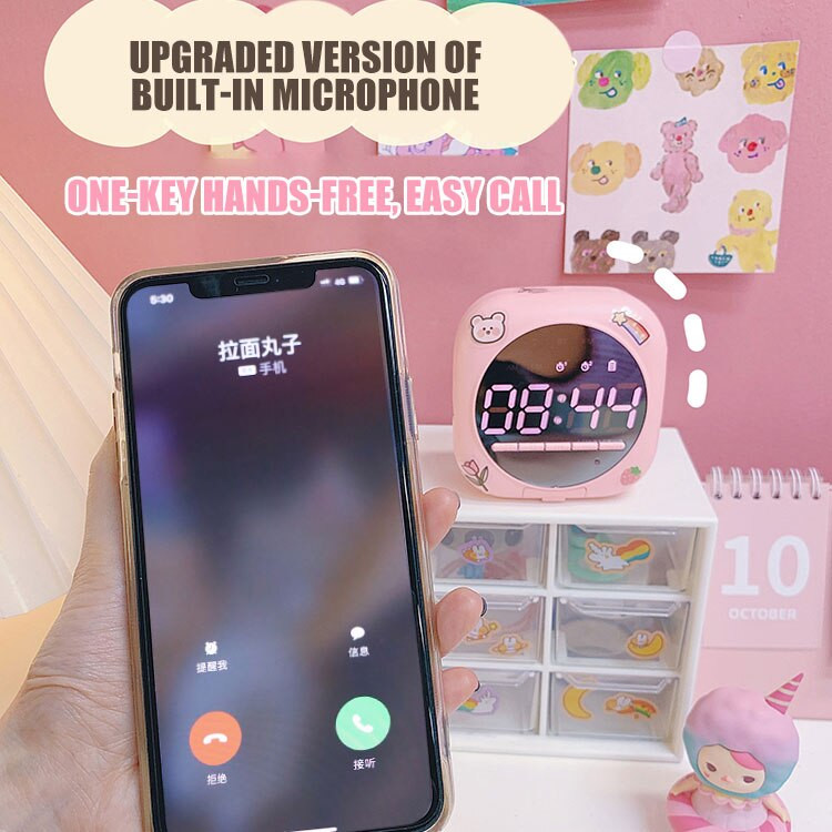 Kawaii óra Bluetooth hangszóró vezeték nélküli sztereó diák mini szundi óra ébresztő asztali dísz lány szív hordozható mélynyomó