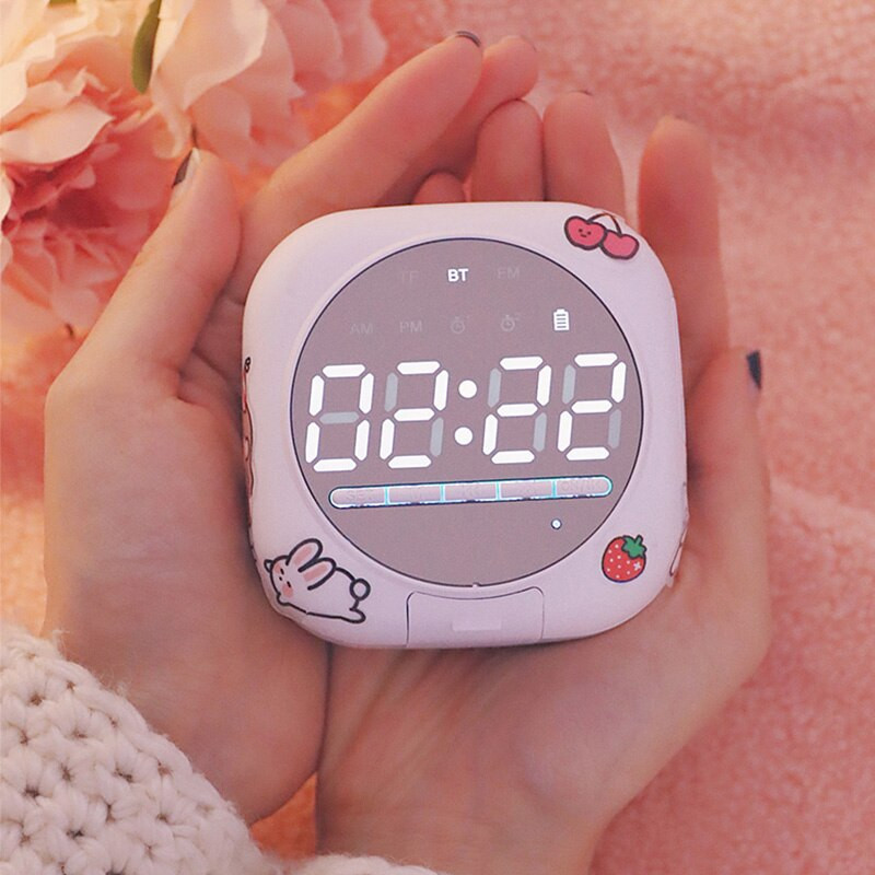 Kawaii óra Bluetooth hangszóró vezeték nélküli sztereó diák mini szundi óra ébresztő asztali dísz lány szív hordozható mélynyomó