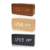 Ceasuri din lemn Ceas cu alarmă cu LED Ceas de masă Comandă vocală Digital Lemn Despertador Electronic Desktop Masă Decor acasă