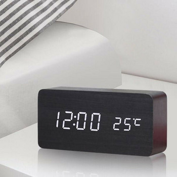 Ξύλινα ρολόγια LED Ξυπνητήρι Ρολόι Ρολόι Τραπέζι Φωνητικός έλεγχος Ψηφιακός ξύλινος Despertador Ηλεκτρονικό επιτραπέζιο ντεκόρ σπιτιού